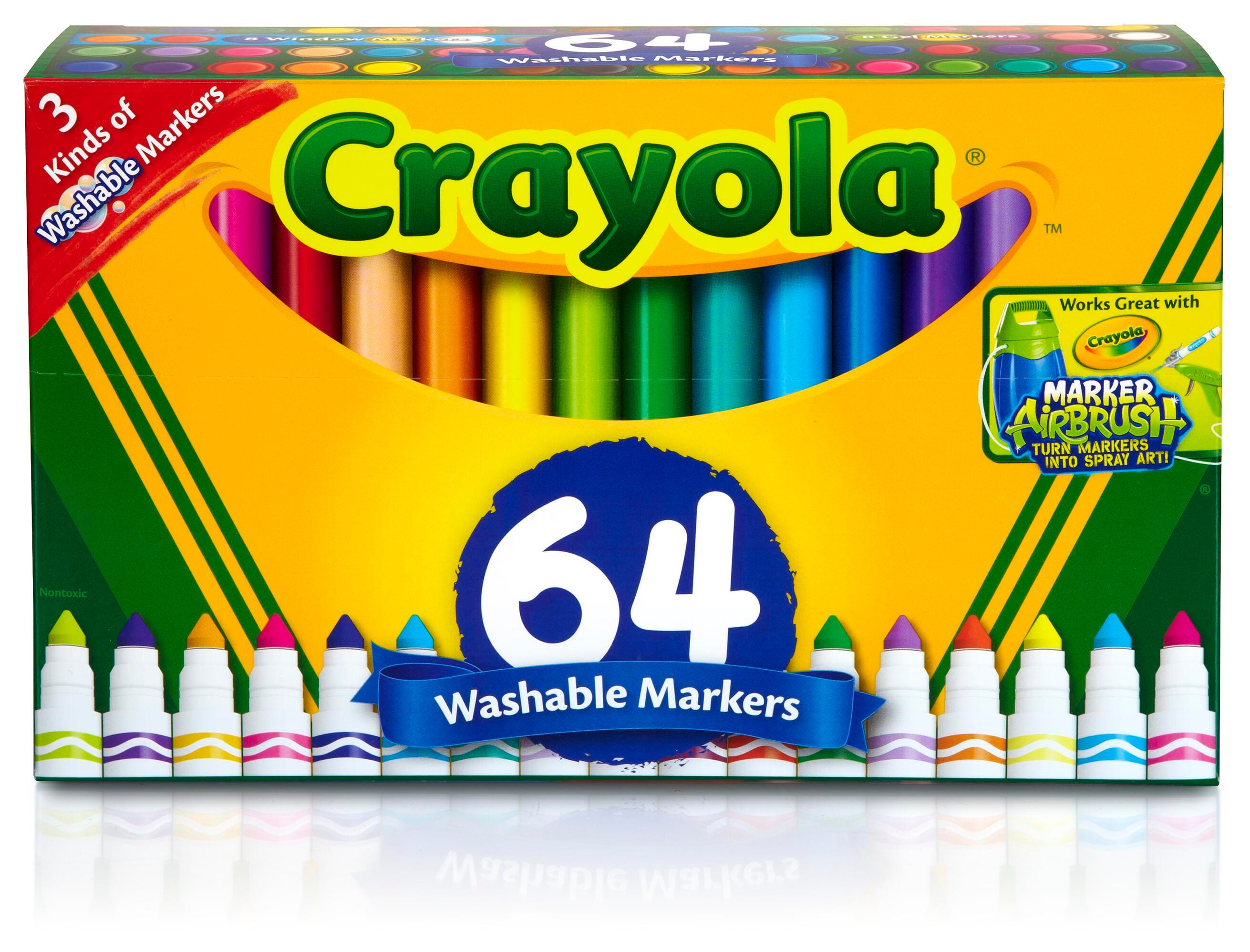 Crayola Washable Broad Line Markers Variety Pack, 3 Types, Set of 64